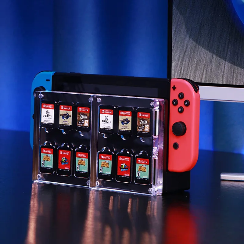 Clear Acrylic 6 Cartridge Slots Game Card Holder Storage Box Case for Nintendo Switch Protective Shockproof Display Cabinet