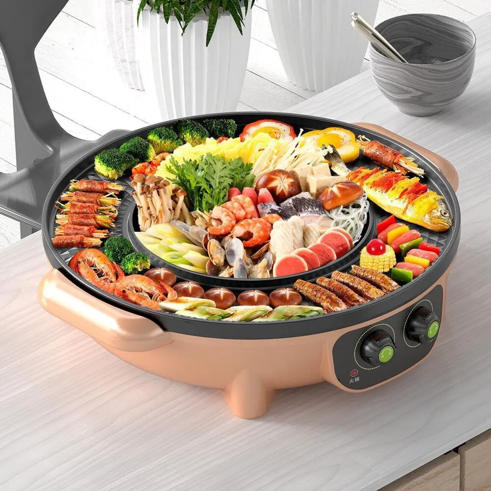 110V Instant Roast Integrated Pot Multi functional Non stick Mandarin Duck Electric Hot Pot Electric Stove Electric Roast Oven