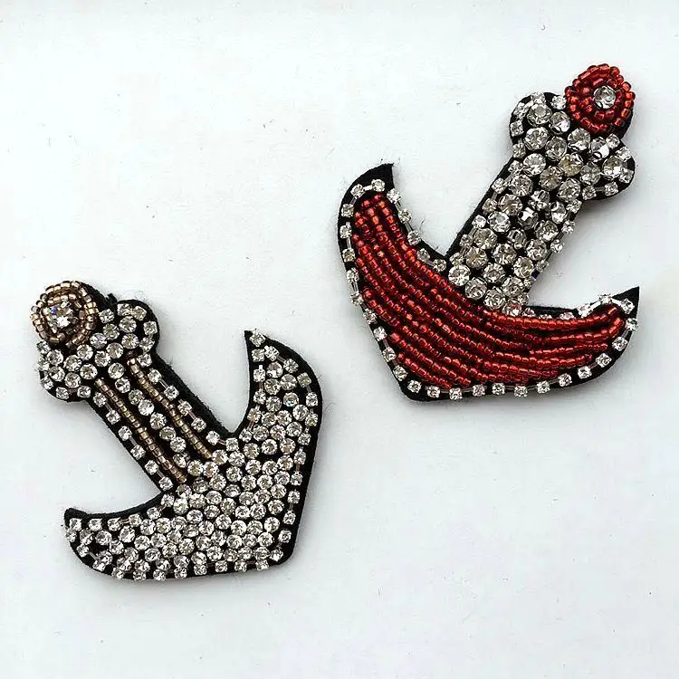 New wholesale heavy duty manual beaded clothing patch crystal cross anchor decoration shoes hats diy accessories