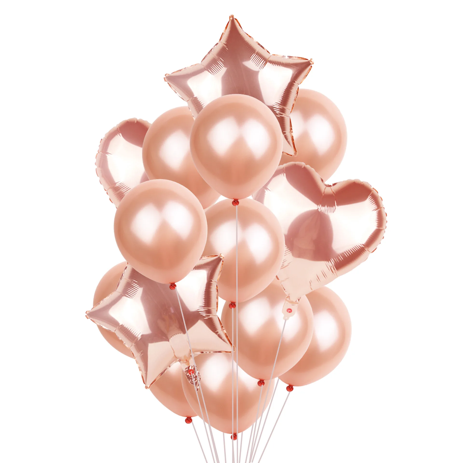 
14pcs Christmas New Year Rose Gold Heart Balloon Foil Champagne Star Balloons Wedding Party Ballon For Birthday Party Decoration 