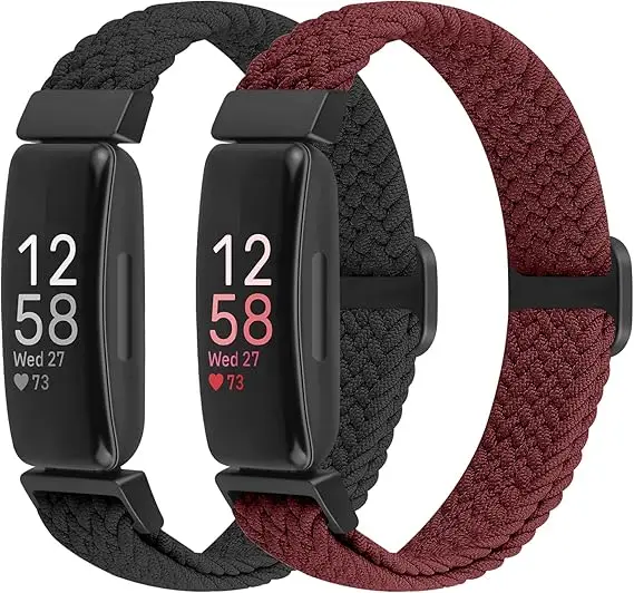 2 Pack Elastic Braided Straps Compatible with  Women Men Kids, Adjustable Stretchy Wristbands Loop Sports Replacement Band