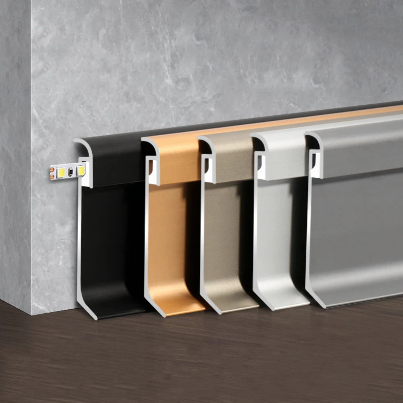 1M/Pcs H60 LED Skirting Board Aluminum Profile Channel Hide Backlight Floor Wall Line Border Surface Mounting Baseboard Base