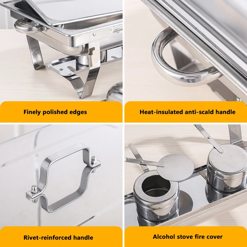 High Quality Foldable Hotel Restaurant 9.0L Stainless Steel Buffet Chafing Dish