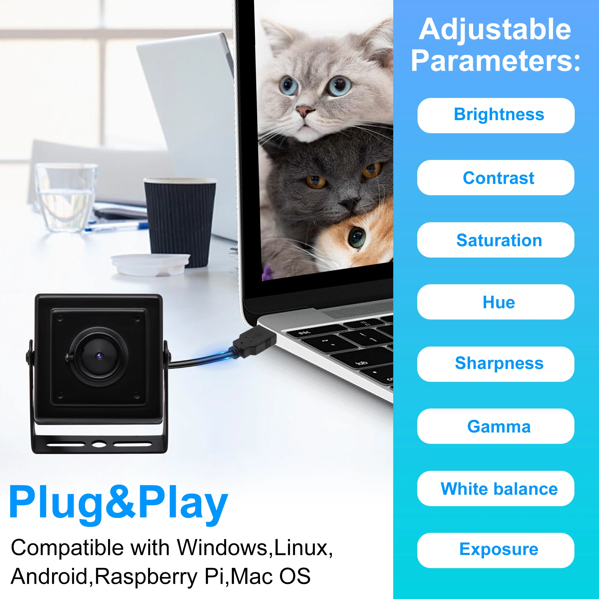 ELP 3.7mm Pinhole Security Protection Lens USB Webcam Camera 1080P Full HD H.264 Small Metal Case Mini AR0330 PC Monitor Web