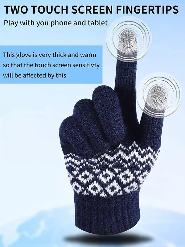 OEM Touch screen Warm Winter knitted man women fashion design jacquard logo gloves