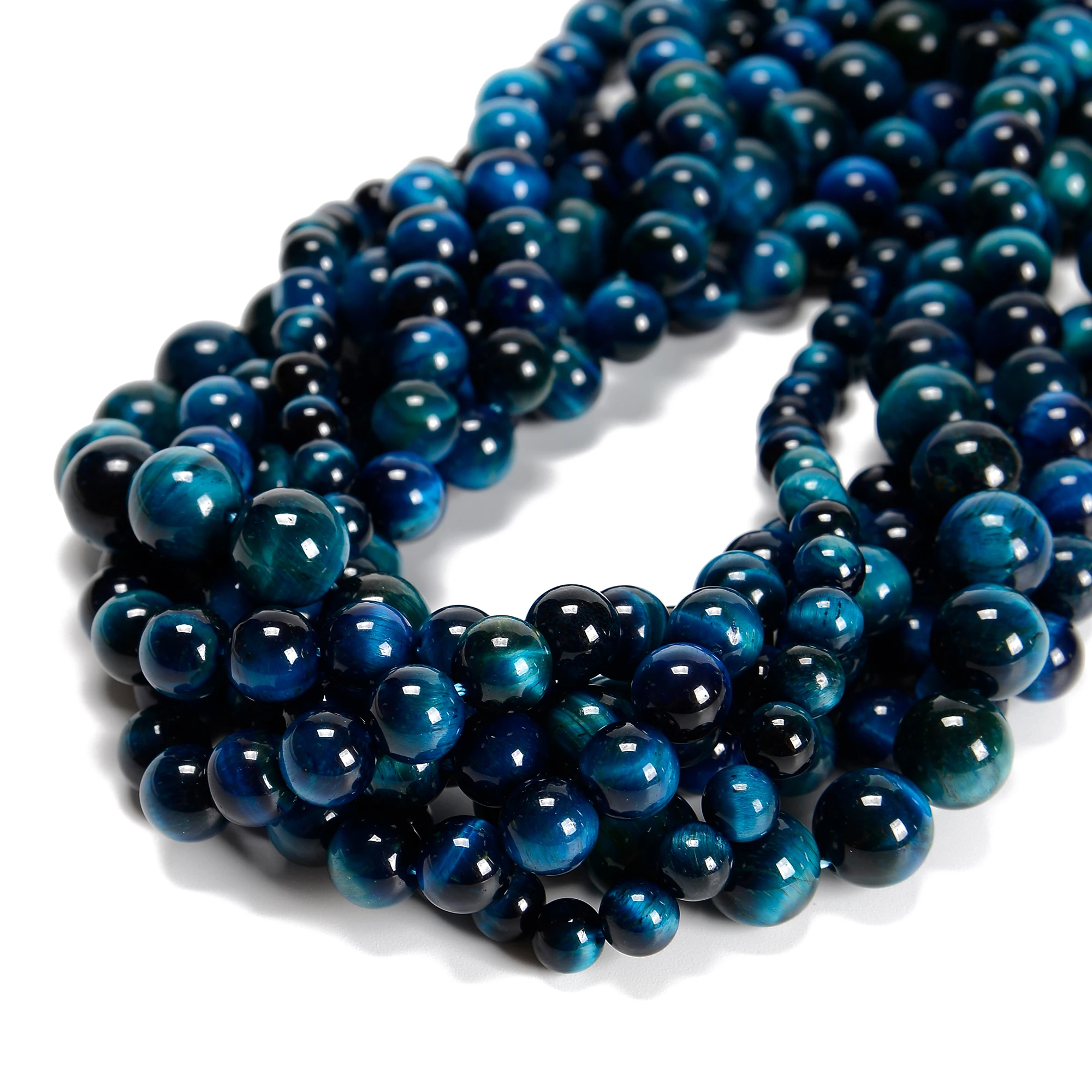 Grade AB 8 mm Tiger Eye Beads Blue Green 4mm 6mm 8mm 10mm 12mm Round Beads Strands for Jewlery Making Bulk China