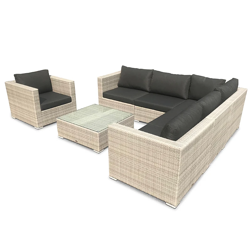 Outdoor Garden Lounge Rattan Furniture Wicker Aluminum Rattan Sofa with Side Table