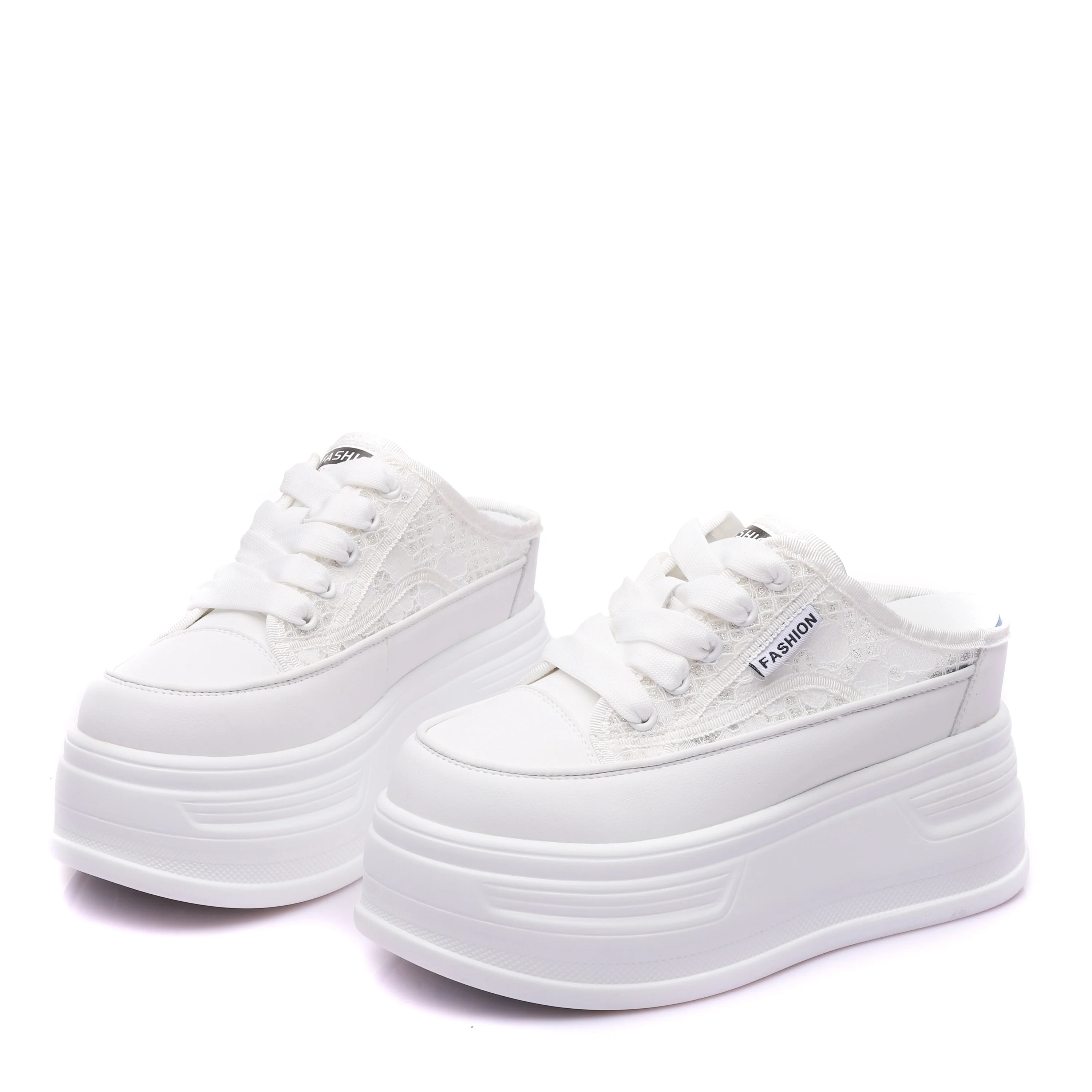 Laced up Fashion Breathable Mesh Thick Sole Platform Heeled Sandals Wholesale Platform Sandals Slippers for Women