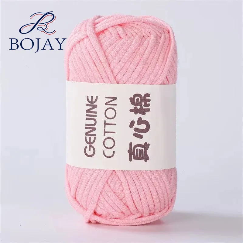 Bojay  50g Ball 68% Cotton 32% Nylon Hand Woven DIY Yarn Hollow Tube Braid Chunky Crochet Yarn