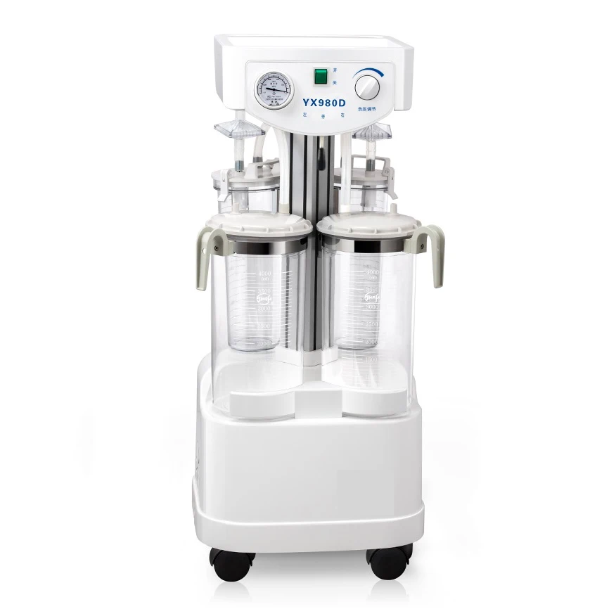 Medical Used Emergency Aspirator Jar 4000ml 2000ml Portable Flow Rate 80L/min Electric Sputum Suction Unit With Double Bottle