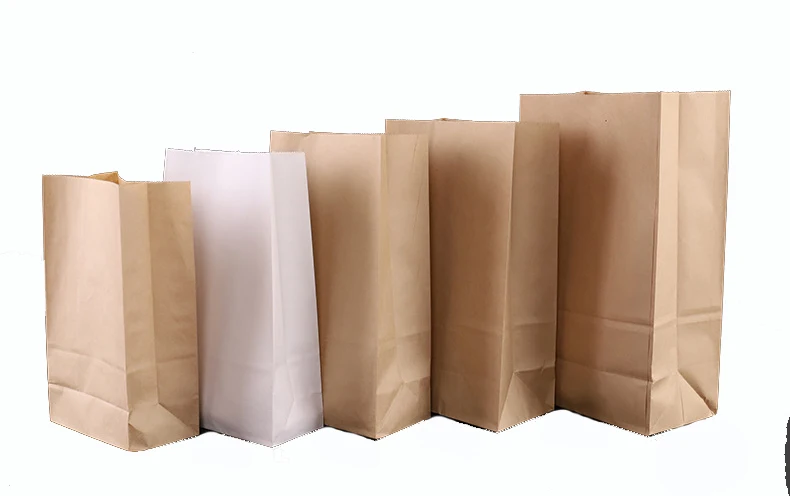 Hot Sale Custom Logo Brown Kraft Paper Bag with Perforations Square Bottom Takeaway for Food and Clothing