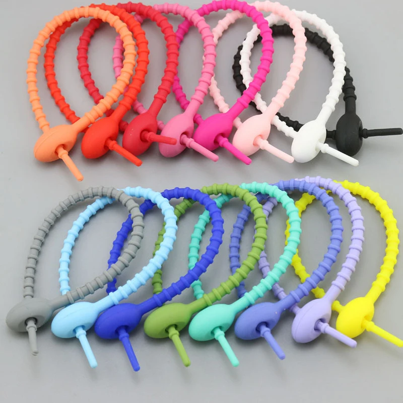 Silicone Reusable Zip Ties Rubber Cable Ties Multicolor Cable Straps