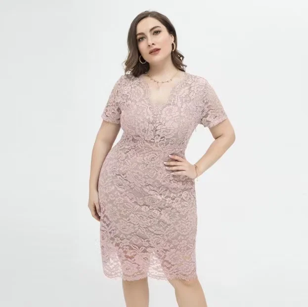 2022 Summer New Design Lace Dress Women Elegant Casual Plus Size Dress Sexy Tight Evening Dress