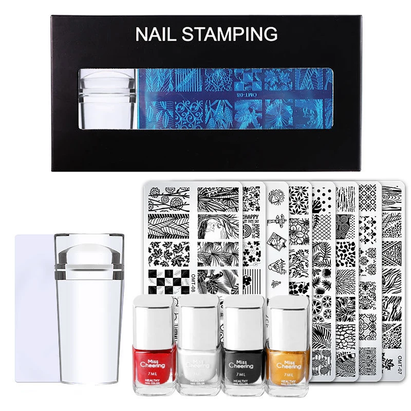 Custom Animals Nail Art Stamping Plate Stencils Set Kit With Gel Polish