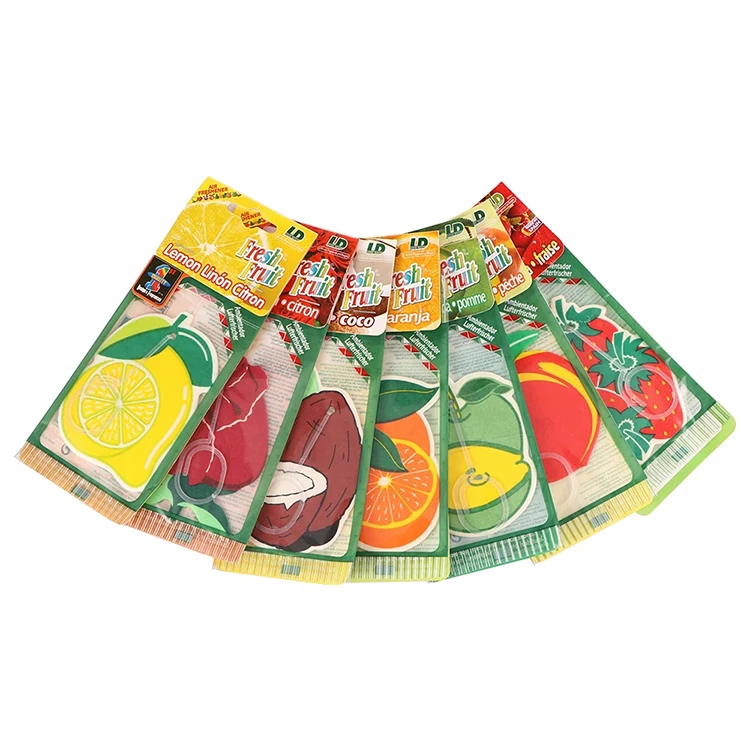Customized logo scents air freshener brands wholesale hanging paper car freshener/fruit