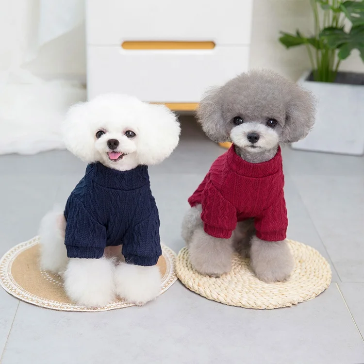 Spring Cute Fashion Medium Small Pet Clothes Poodle Pomeranian Dog Knitting Coat