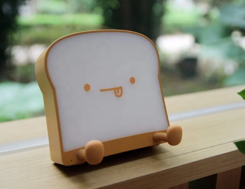 Megan Q Toast night light USB Charging pat timing light Single and double side luminous cube bread shaped bedside lamp