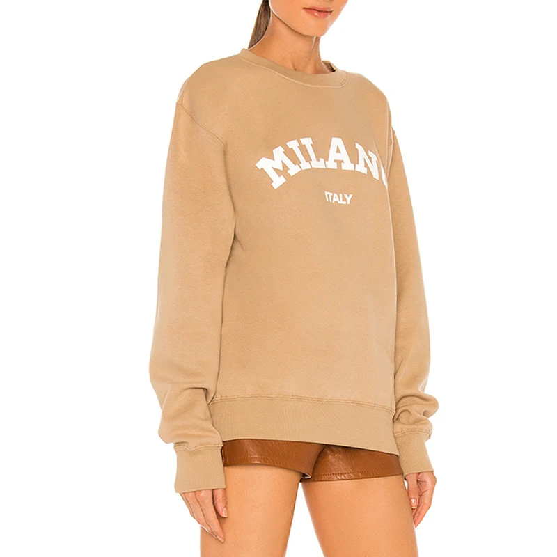 2023 Women Clothing Custom High Quality Drop Shoulder French Terry Plain Pullover Oversize Women Crewneck Sweatshirt Unisex