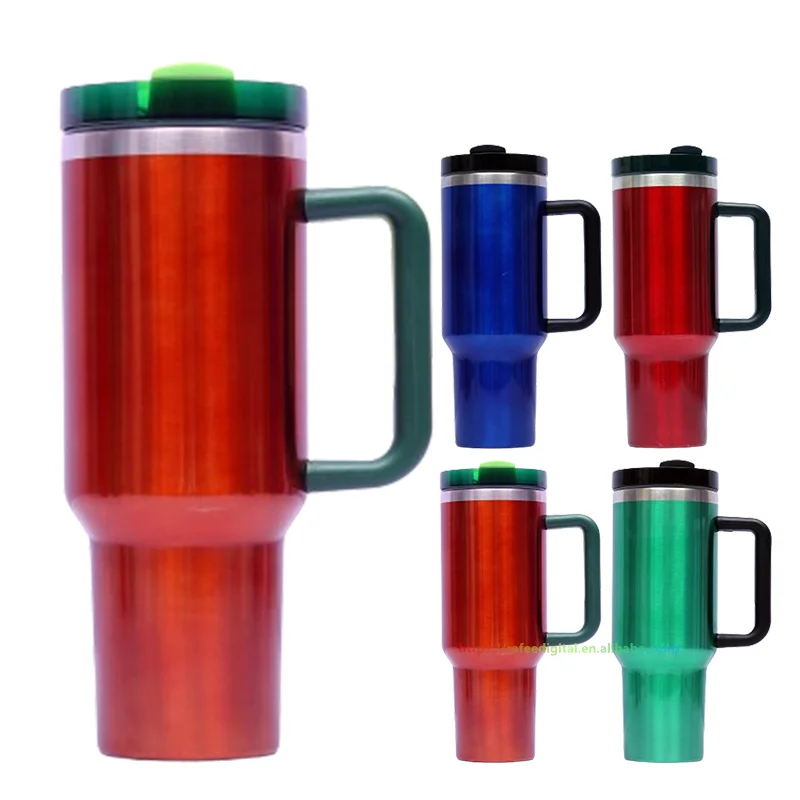 Wholesale Bulk Custom 40oz 40 oz Watermelon Moonshine Double Wall Insulated Stainless Steel Tumbler Cup with Handle and Straw