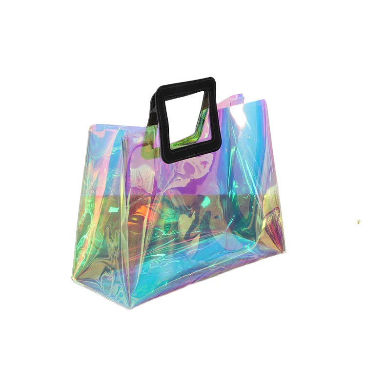 High quality waterproof recycled reusable luxury holographic reusable beach bag