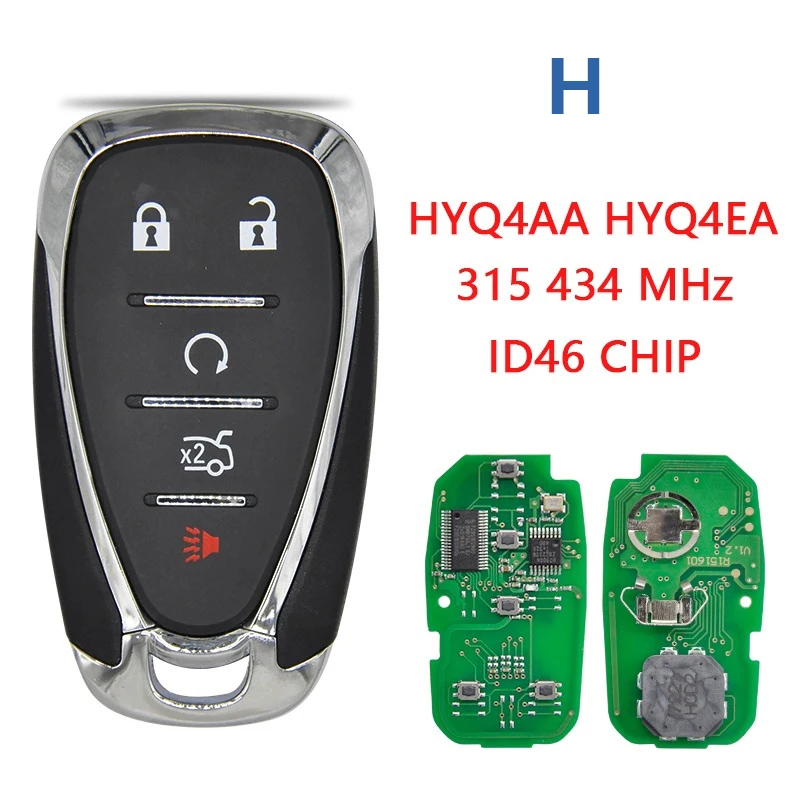 C-hevrolet Camaro Equinox C-ruze Malibu Spark Replacement Smart Remote Key ID46 PCF7952 Chip 315/434mhz CN014082-H HYQ4EA HYQ4AA