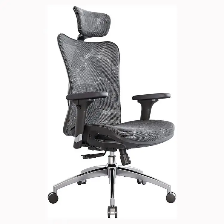 Wholesale Mongolia High Quality 3D Arms Lumbar Support Tilt Locking Manage Grey Ergonomic Full Mesh Office Chairs with Headrest