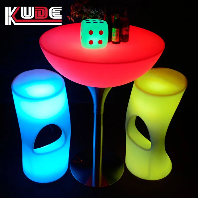 Wholesale led furniture colors change bar furniture bar table seat high chair bar stool for party nightclub hotel
