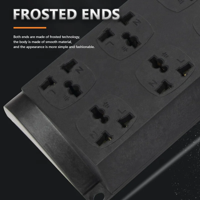 Ethiopia Hot Sale Black Extension Board Socket Universal Socket With Switch 8 Outlets Multi Plug Electric Power Strip