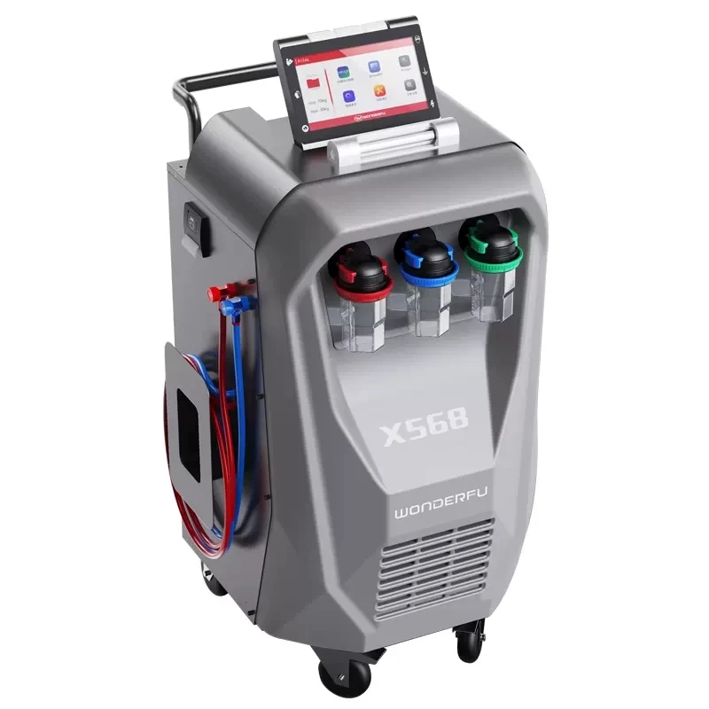Car Air Condition Fully Automatic Refrigerant Recycling Filling Cleaning Machine 10 Inch Screen X568 Freon Auto Equipment