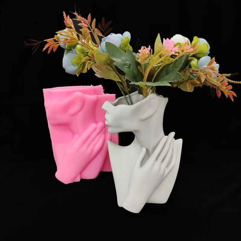 12590  3D Resin Plaster Cement Concrete Flower Pot Mould Creative Abstract Human Body Molds Silicone Mold