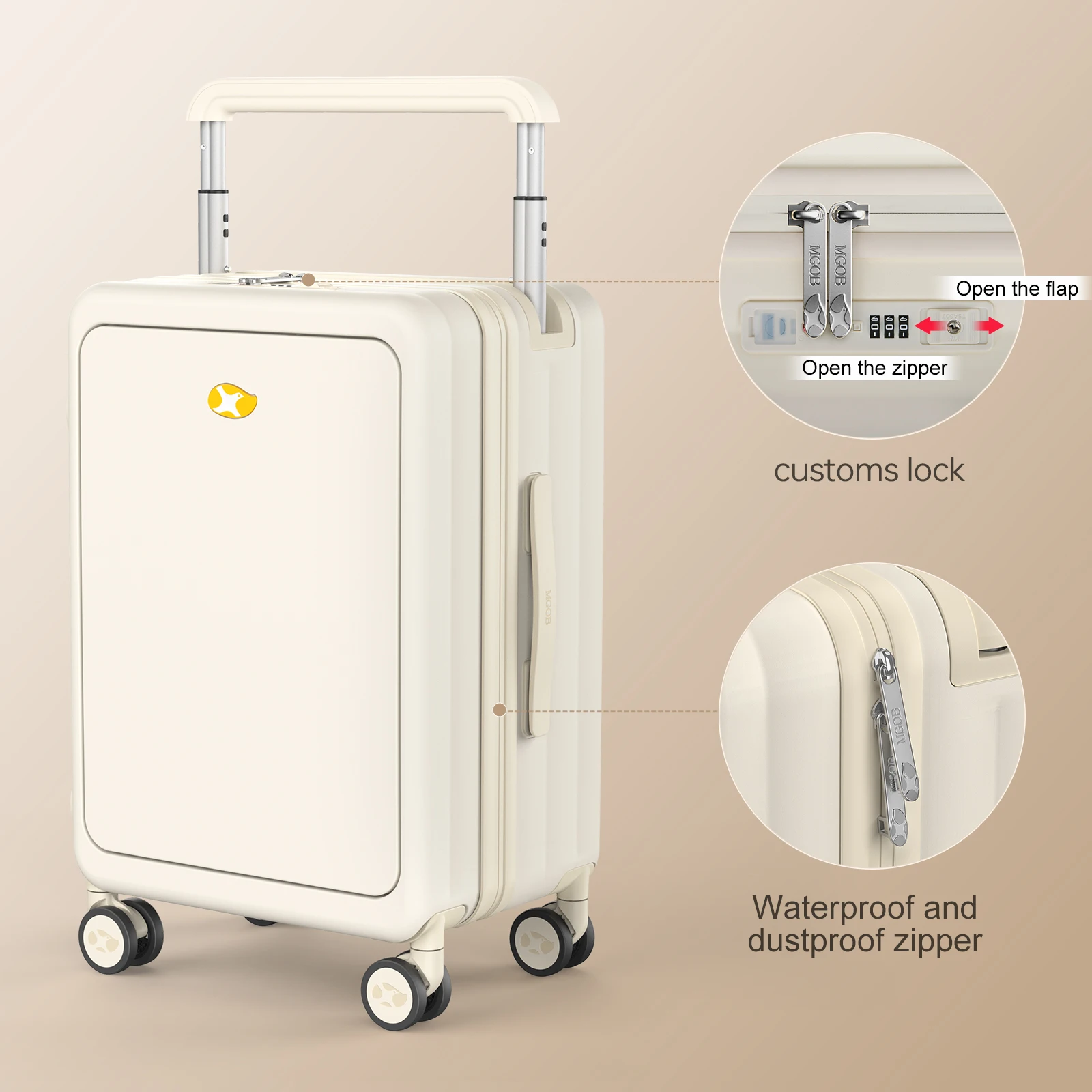 Hot Selling Cabin PC Lightweight Travel Suitcase 20 Inches Expandable Front Pocket Checked Luggage  Medium Suitcase