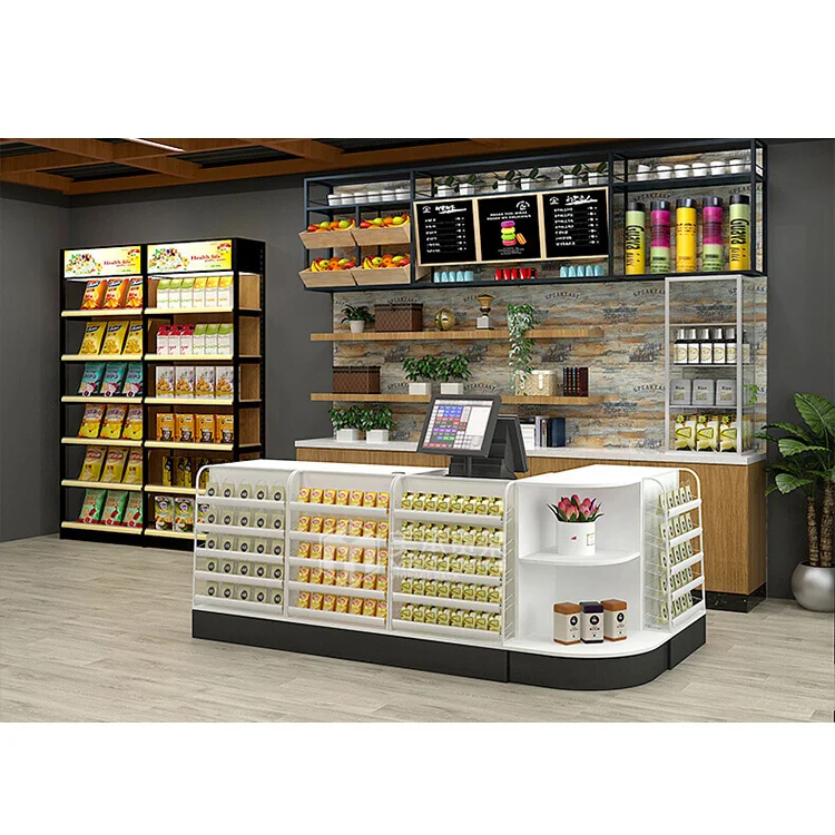 Meicheng Cash Check Out Counter In Cashier Supermarket Of Asian Classic Retail Store