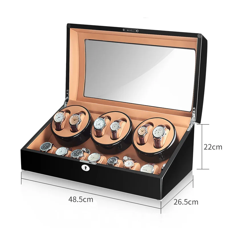 Custom Luxury Premium 13 Slots Watch Winder Box for Automatic Watches with Lock Led 5 Rotation Modes Wood Watch Winder