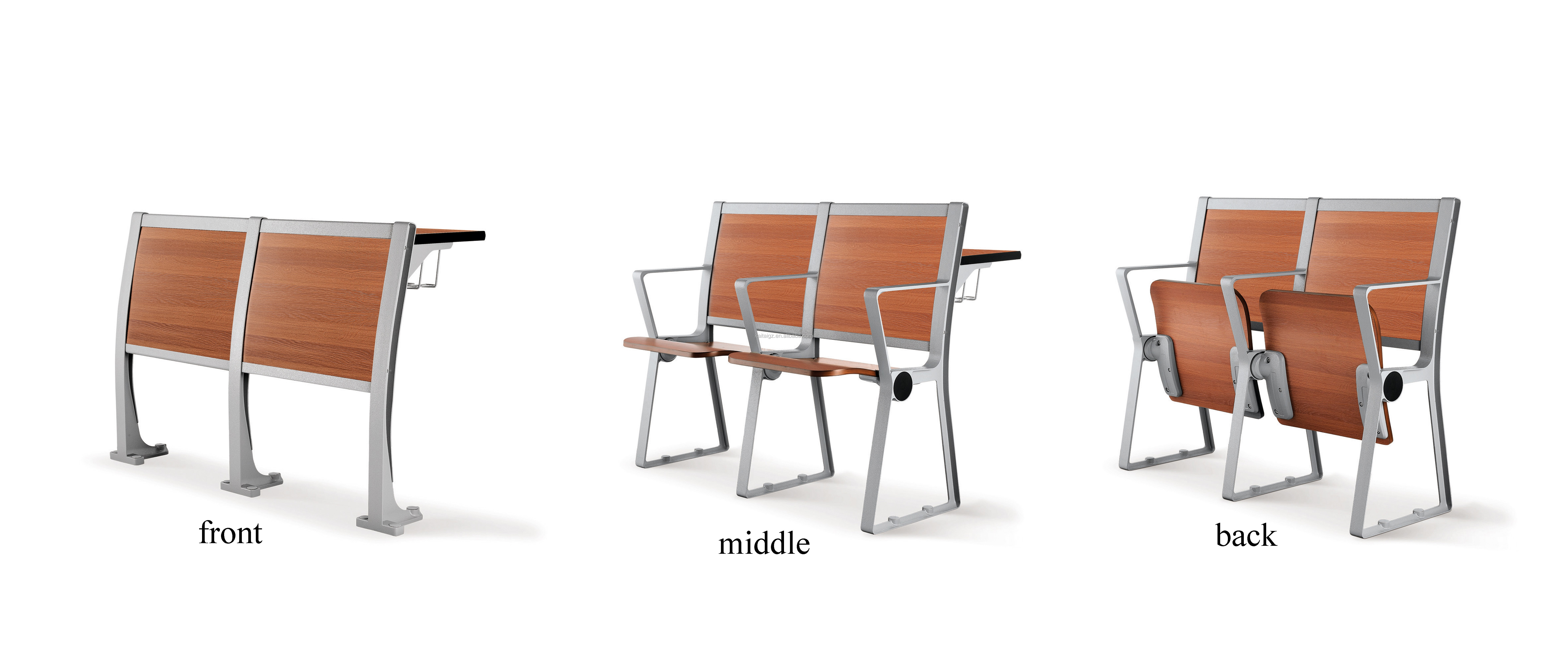 student training desk and chair aluminum alloy leg+wood chair for school