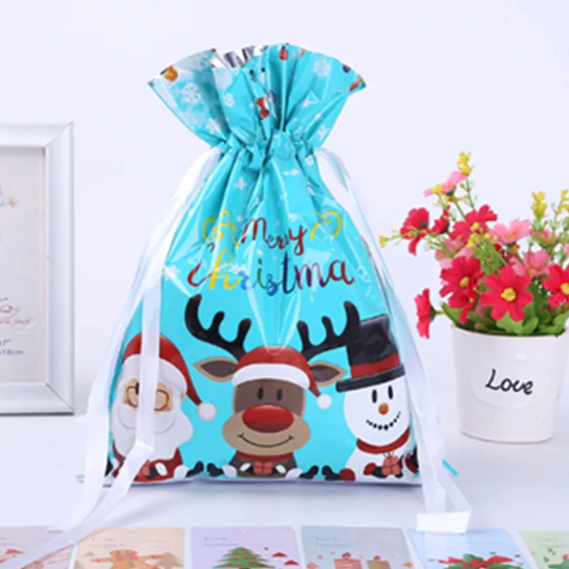 free sample plastic bags recyclable aluminum foil christmas drawstring plastic bags for gifts bag with logo