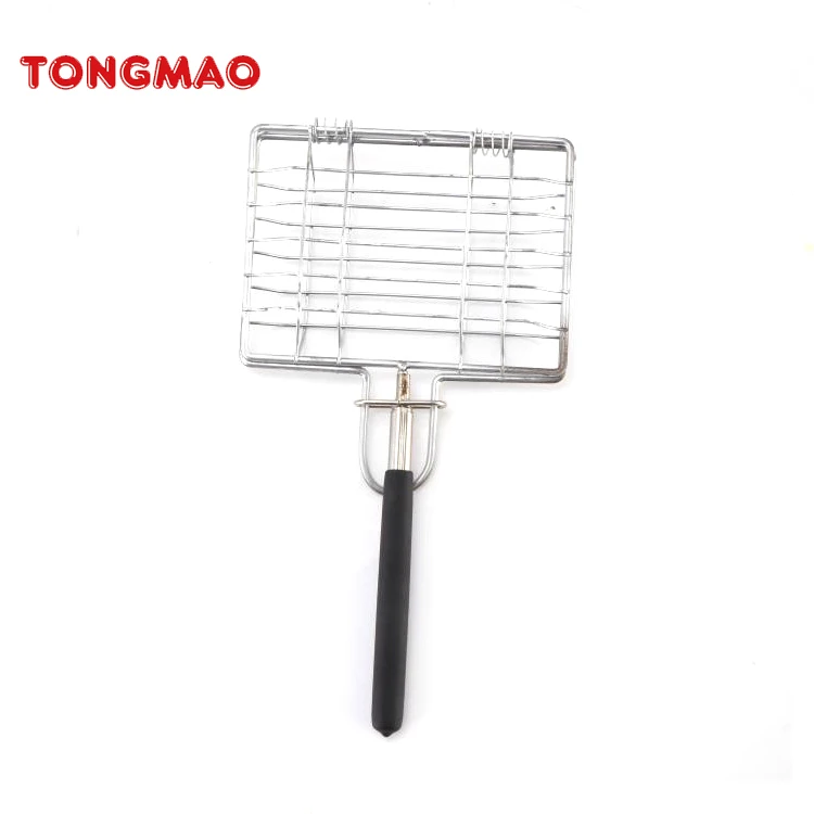 Foldable BBQ Fish Grill Rack Stainless Steel Fish Grilling Basket Barbecue Wire Mesh