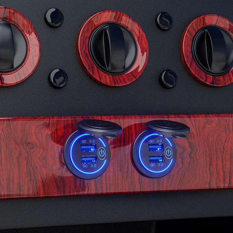 12V QC3.0 зарядное устройство с быстрой зарядкой, USB розетка Быстрая зарядка 3,0 зарядное устройство для автомобиля с двумя портами USB розетка с выключателем для автомобилей Грузовик