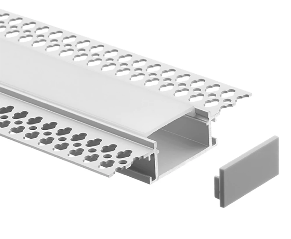 76MM x 15MM  Trimless Recessed Plaster-in LED Profile Channel Aluminum Extrusion Track for Drywall Gypsum Architectural