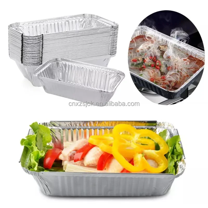 Alloy 801 Aluminium Foil Pans/Trays With Paper Lids Disposable Rectangle Aluminum Foil Food Containers