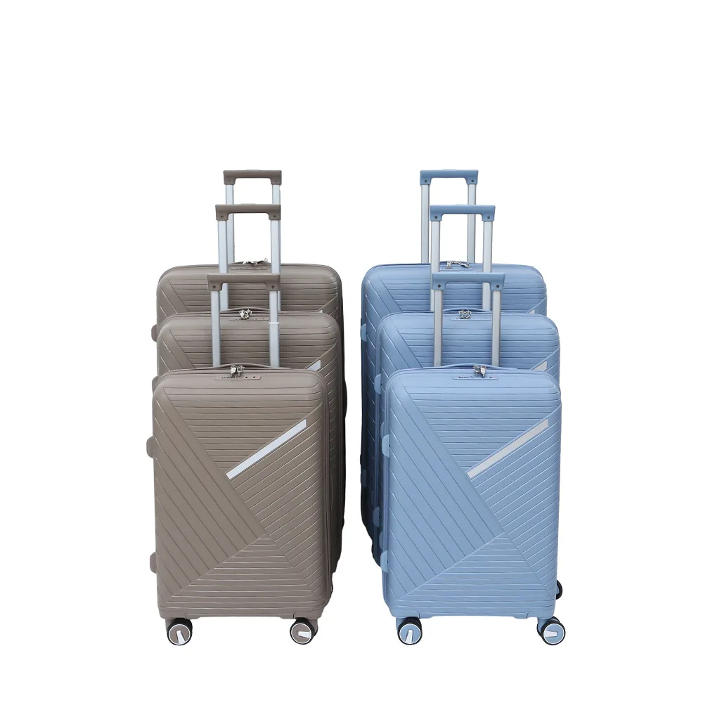 luggage set pp big capacity suitcase double wheel and smooth zipper travel pp luggage yellow suitcase sets