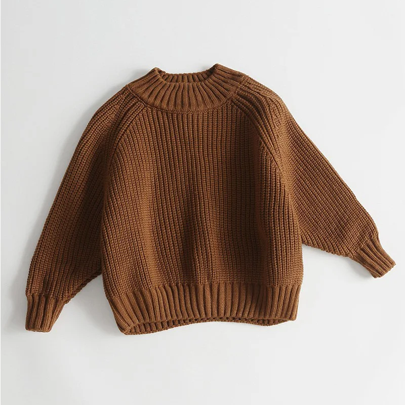 Wholesale Autumn Winter Kids Boys Girls Neutral Cotton Sweaters Half Turtleneck Pure Color Pullover Baby Knitted Sweaters