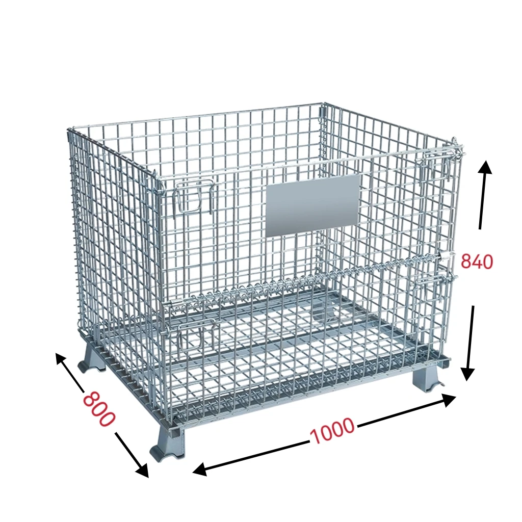 Mesh pallet box collapsible containers stackable metal