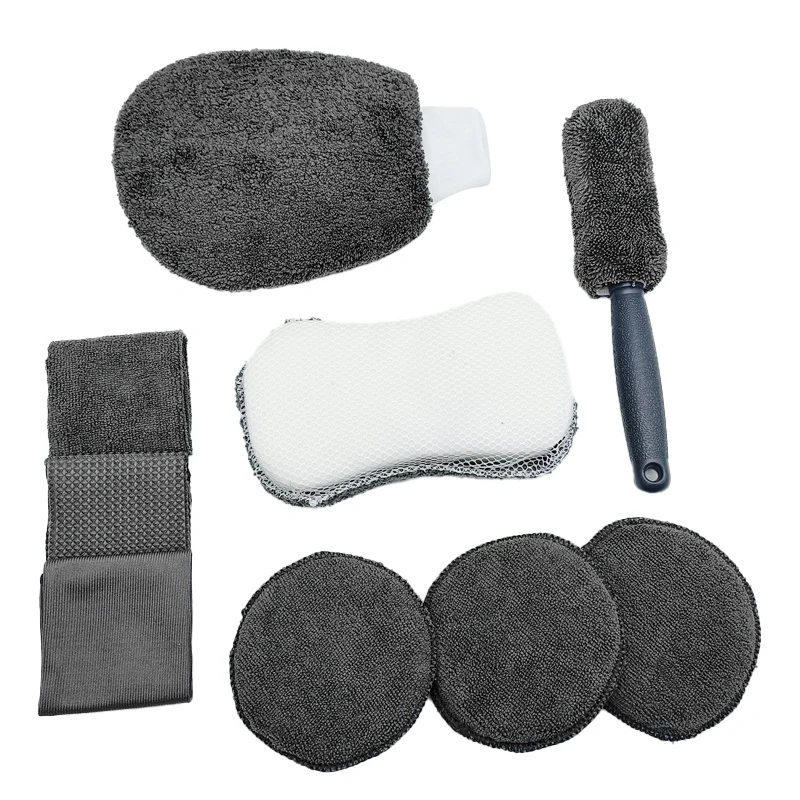 Car Wash 9-piece Set Car Cleaning Supplies Hub Brush Polishing Waxing Sponge Car Wash Towel Cleaning Towel