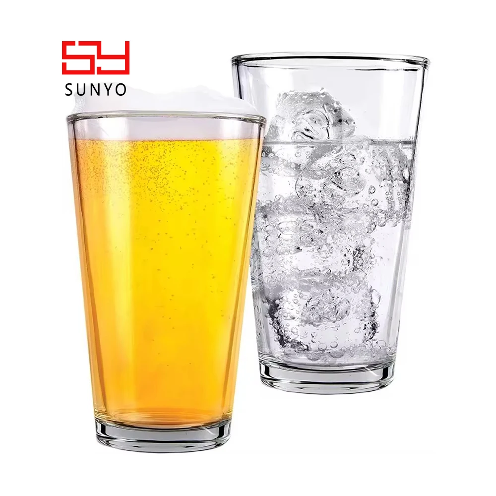 Sunyo Handmade Lead Free Crystal clear glass Pint Beer Glass And Half Pint Beer Glass