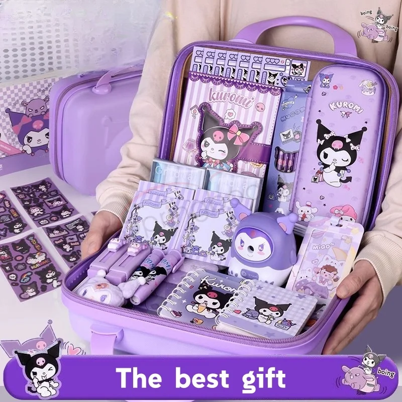 2024 Latest Sanrio Stationery Set Journal Set Eraser Pencil Notepad Notebook Pencil Case Highlighter Pens Kuromi My Melody