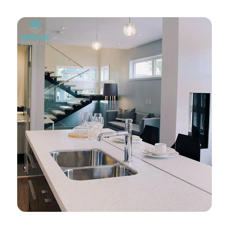 Good Quality 6-30mm Thick Artificial Stone White Joint Invisible Solid Surface Kitchen Island Slabs Kitchen Countertop
