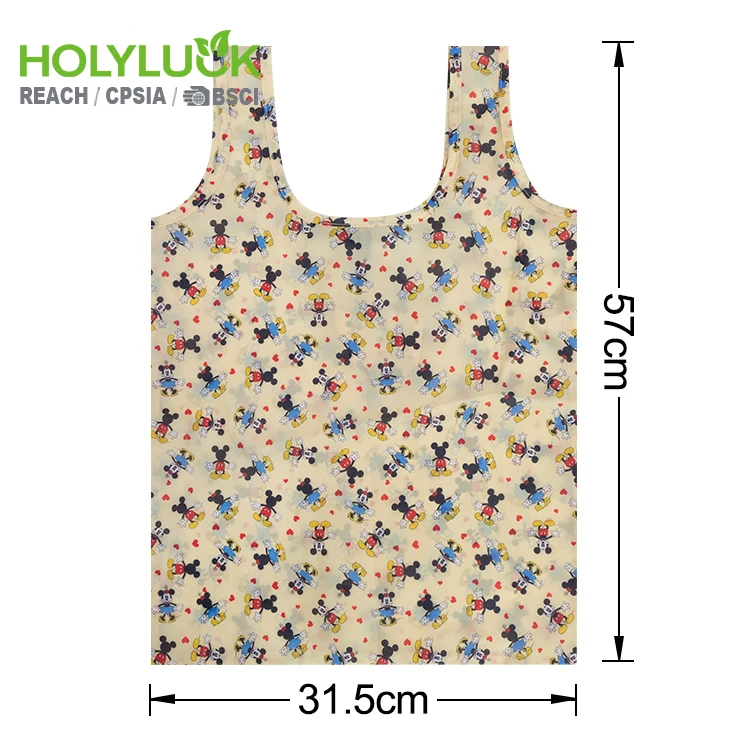 Laminated printed private label reusable animal print foldable roll shipping shopping bags