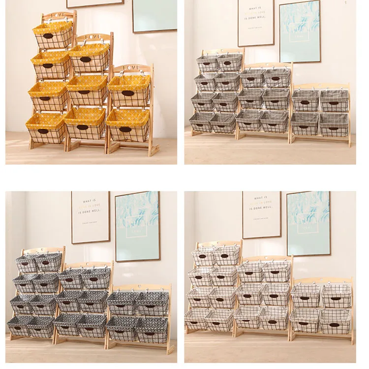 Children Brochure Holder Metal Display Rack Mini Corner Wooden School Kid Toy Book Shelf