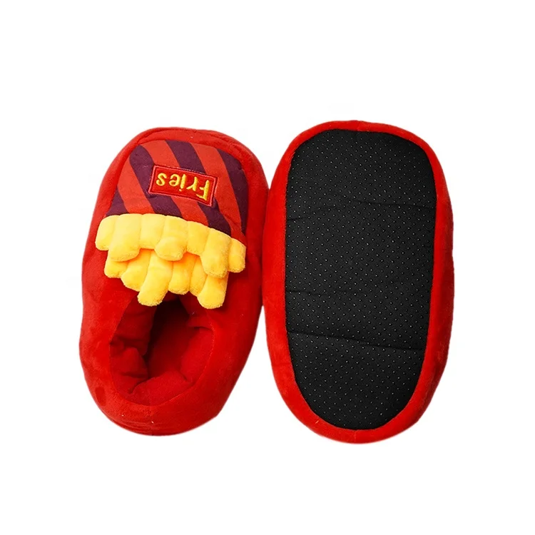 Stuffed Food Home Shoes Warm Women Gifts Furry Inner Plush Hamburger Fries Pizza Bread Slippers