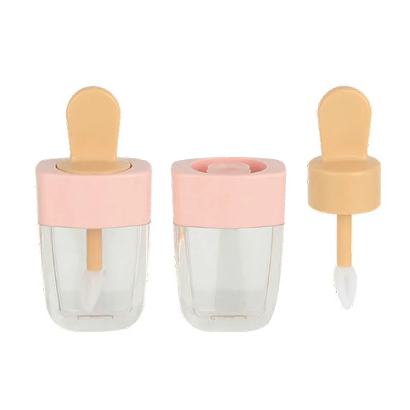 Cute ice cream shape empty heart brush lip gloss container packaging 5ml funny popsicle lipgloss tube